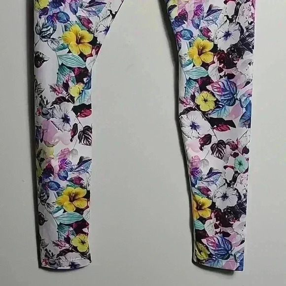 KIRA GRACE Multi Floral Compression Leggings Tights Pants Size Medium - Picture 7 of 12